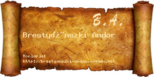 Brestyánszki Andor névjegykártya